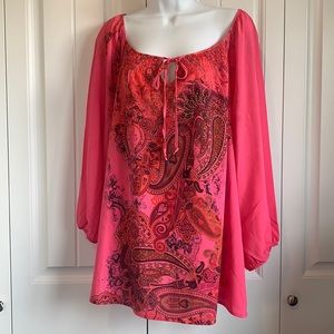 Fashion Bug Plus Size 2X Blouse Top Embellished 3/4 Sleeve